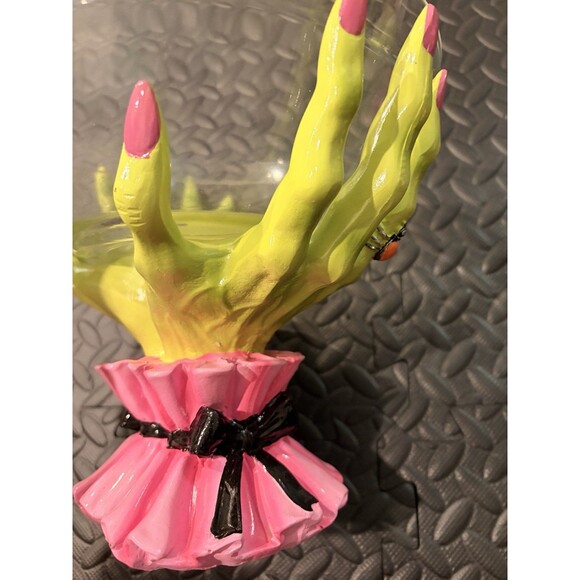 Rare Broomstick Blvd Halloween Witch Hands Pink Green Candy Bowl spooky scary - Picture 4 of 6